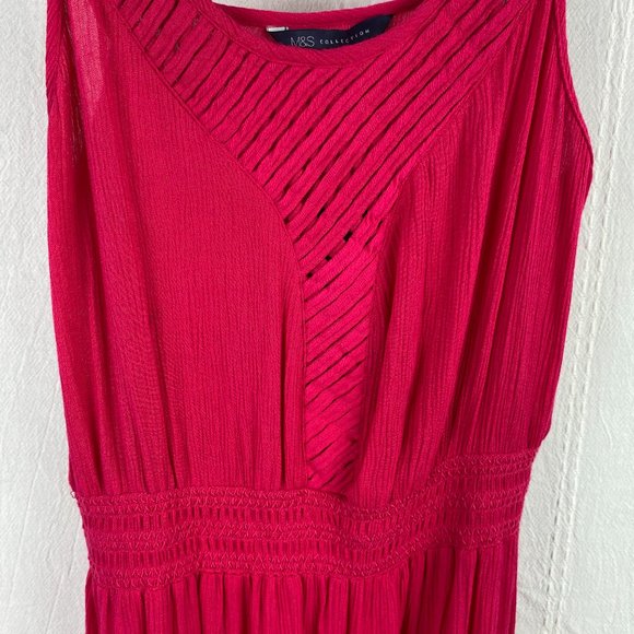 Marks & Spencer M&S Collection Hot Pink Sleeveless Flowy Beach Dress Size 6 - Picture 4 of 10